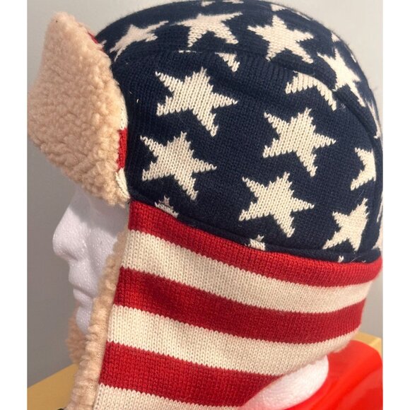 Americana Aviation Stars Stripes Trapper Hat Cap Skiing Snowboard Unisex - Picture 9 of 11